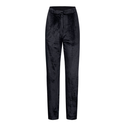 Val Velvet Straight Trousers In Black