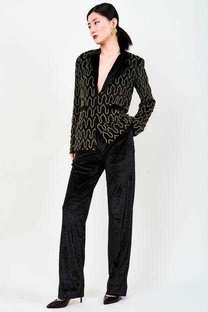 Val Velvet Straight Trousers In Black