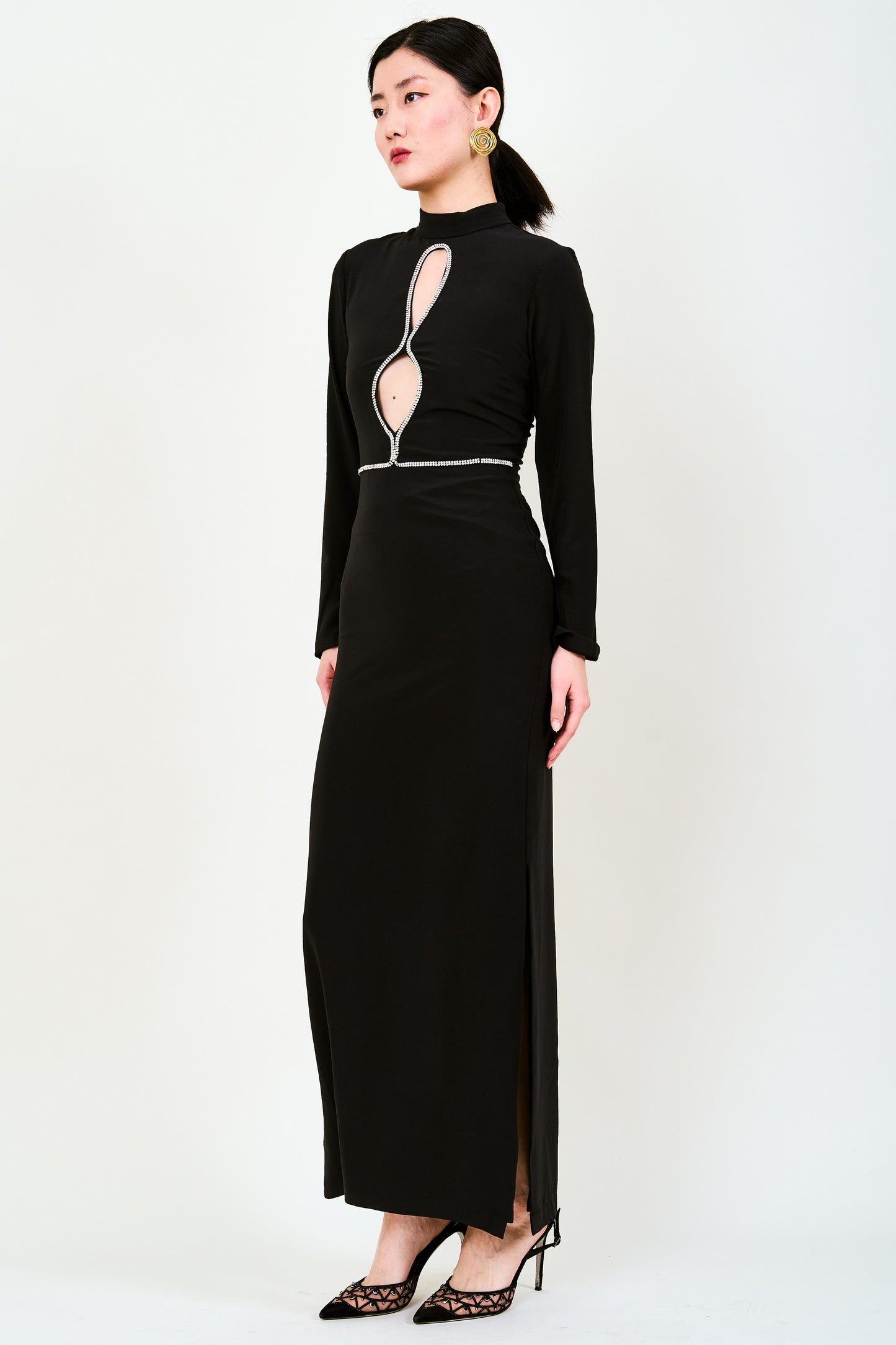 Moyo Cutout Crepe Maxi Dress In Black