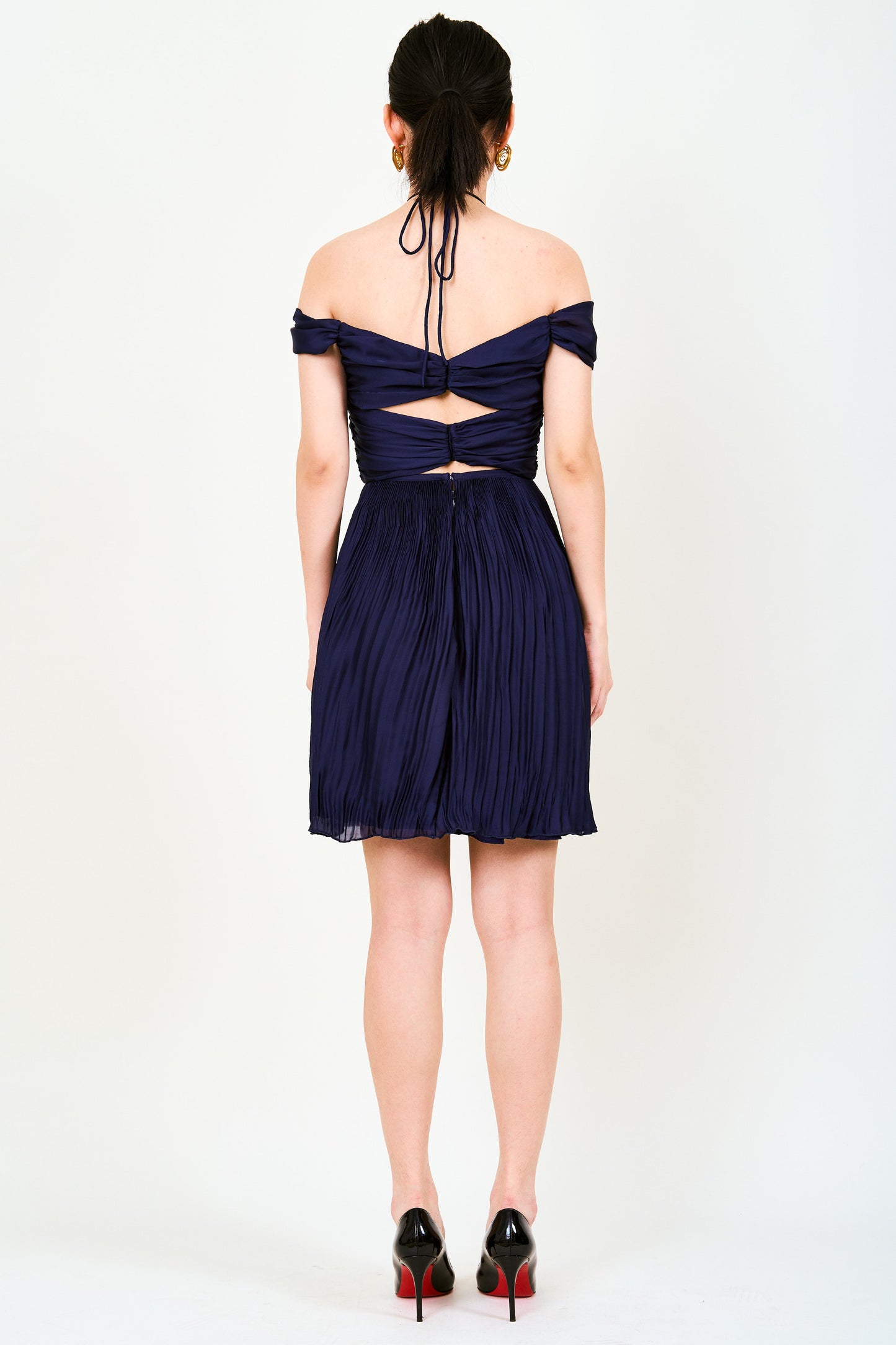 Toke Cutout Pleated Mini Dress In Navy Blue