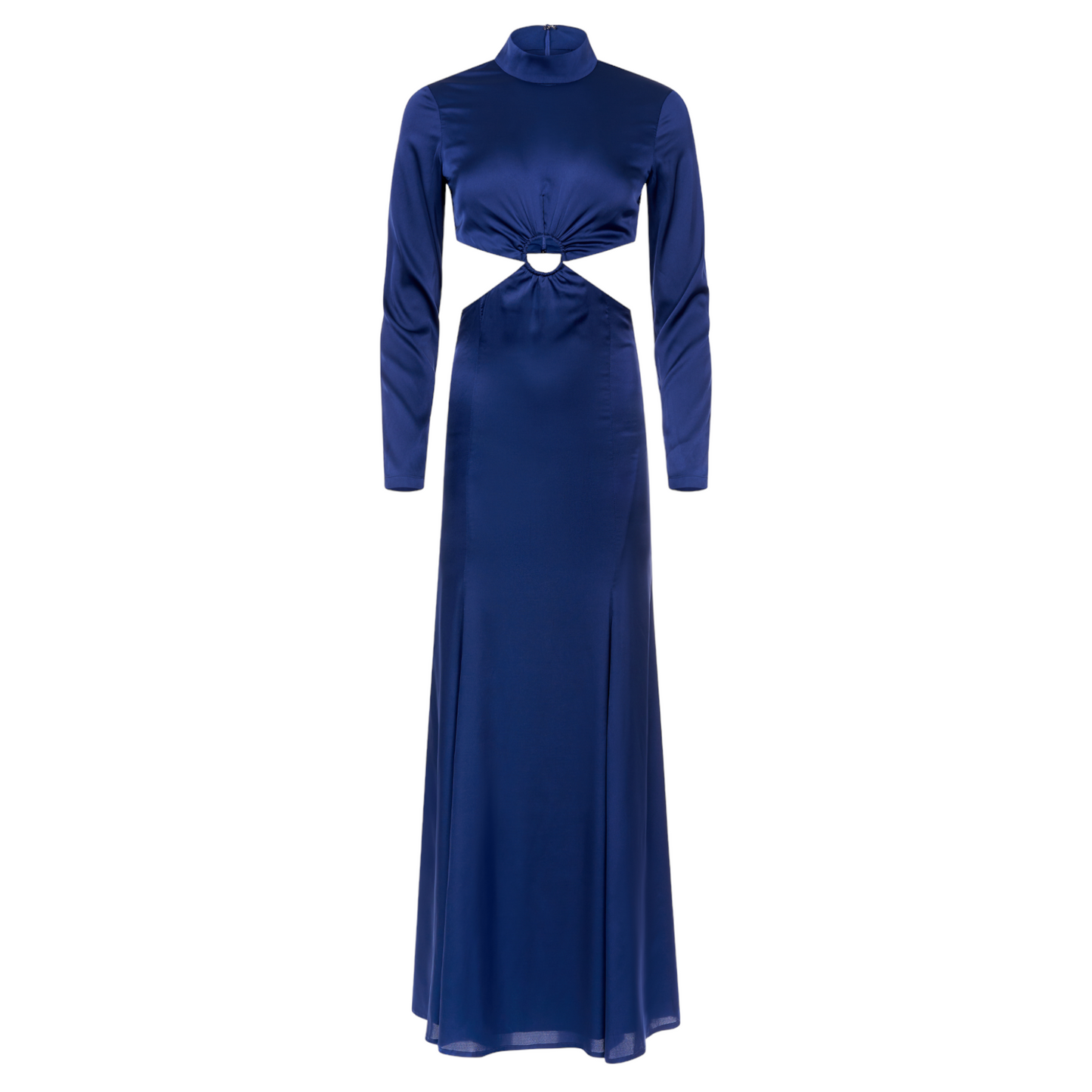 Oyin Cutout Satin Maxi Dress In Navy Blue