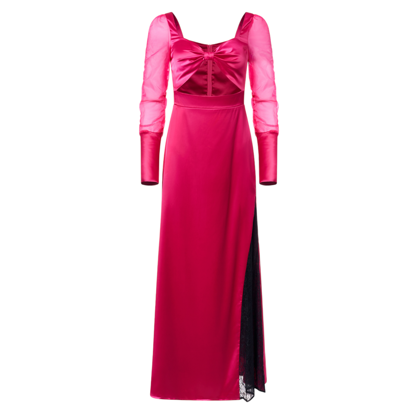 Winta Cutout Satin With Lace Insert Maxi Dress In Pink