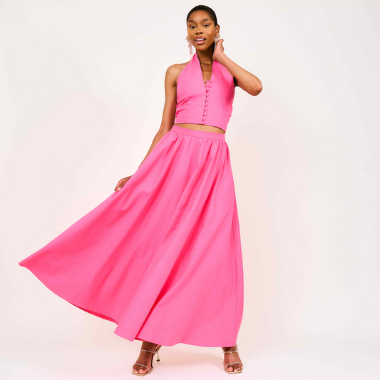 Zayna Linen Maxi Skirt In Pink