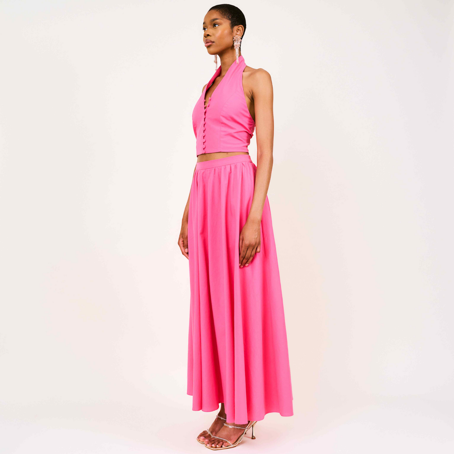 Zayna Linen Maxi Skirt In Pink