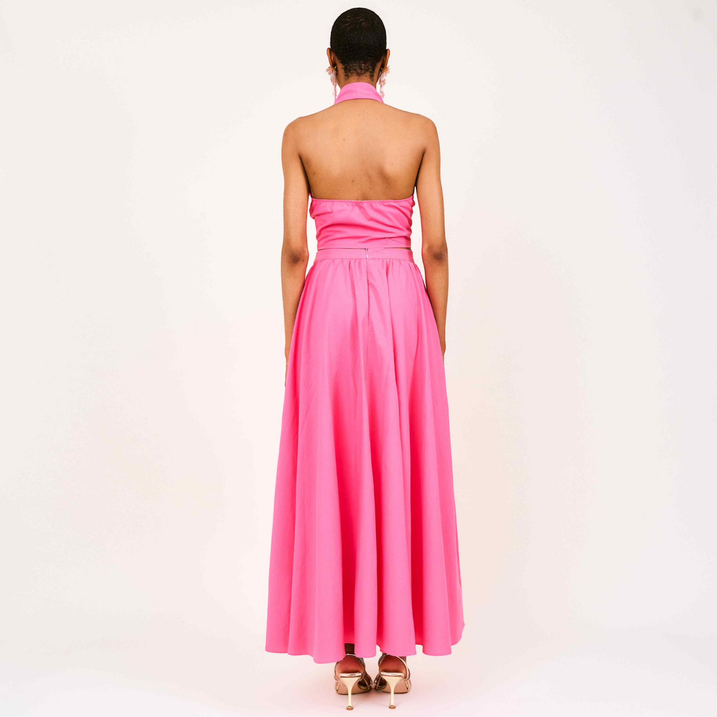 Zayna Linen Maxi Skirt In Pink