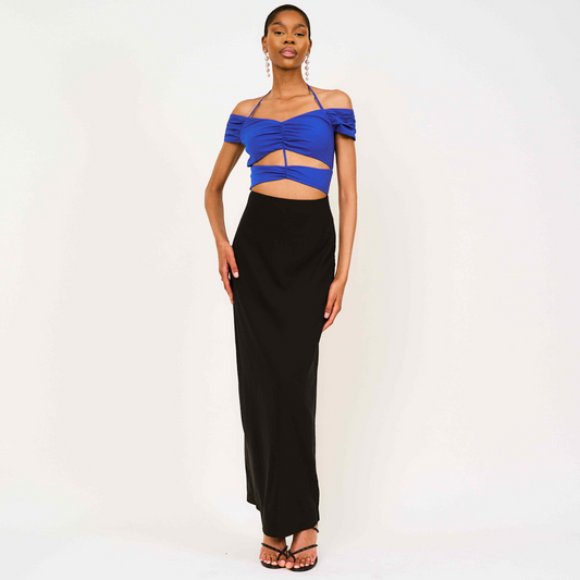 Kioni Cutout Crepe Maxi Dress In Blue