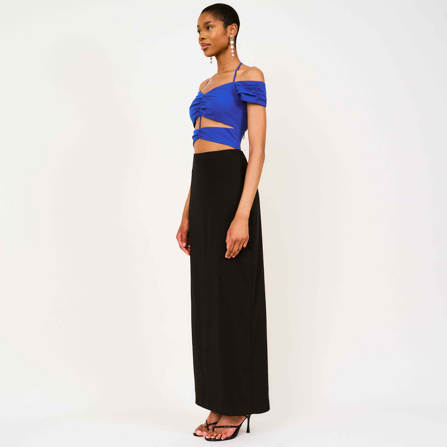 Kioni Cutout Crepe Maxi Dress In Blue