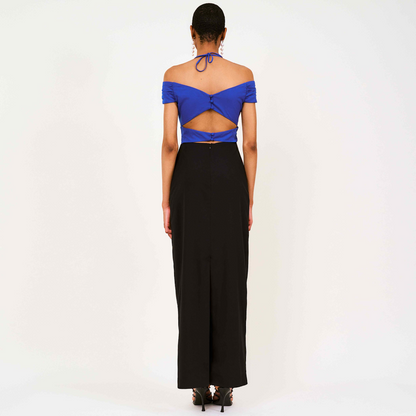 Kioni Cutout Crepe Maxi Dress In Blue