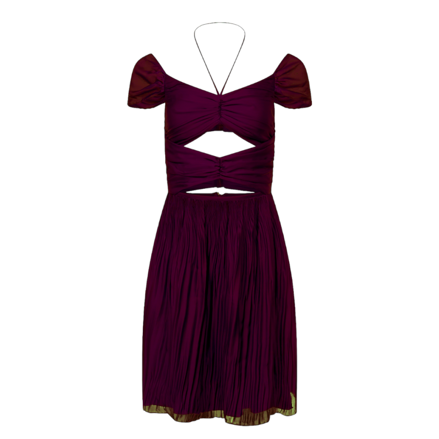 Toke Cutout Pleated Mini Dress In Burgundy