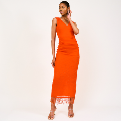 Orange hotsell beaded dress