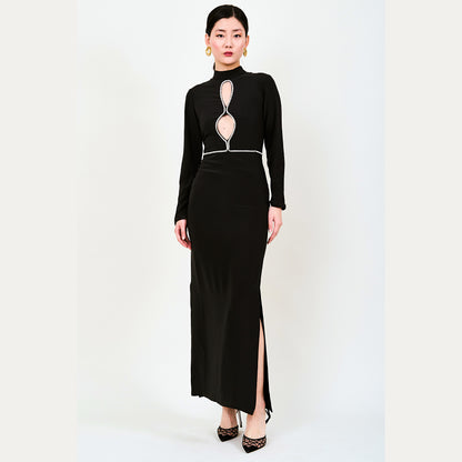 Moyo Cutout Crepe Maxi Dress In Black