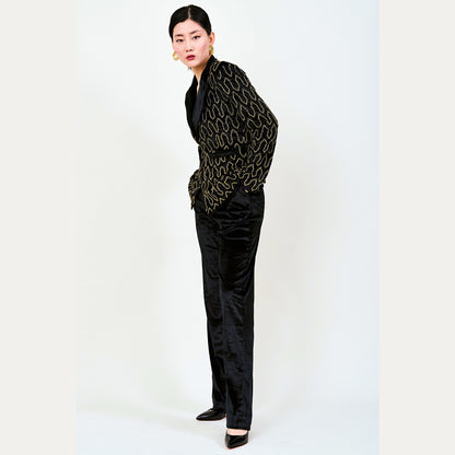 Val Velvet Straight Trousers In Black